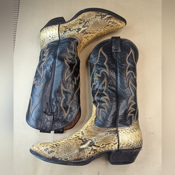 Nocona Boots Gold Honey Exotic Genuine Python Leather Round Toe Cowboy Western B - Picture 7 of 12